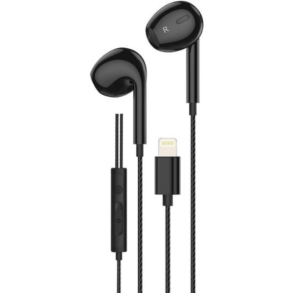 Ακουστικά Ενσύρματα Hoco DM46 In-ear Handsfree με Lightning - Black
