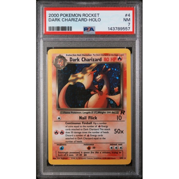 Dark Charizard - Holo - Team Rocket - English 2000 -  #004/082 - NM 7 - Pokemon Graded Card