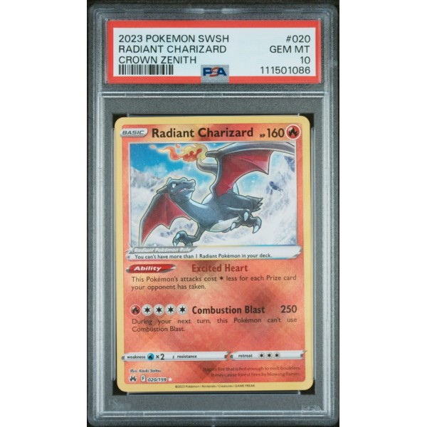 Radiant Charizard - Crown Zenith - English 2023 - #020/159 - PSA GEM MΙΝT 10 - Pokemon Graded Card
