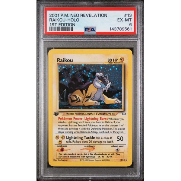 Raikou - Holo - 1st Edition Neo Revelation - English 2001 -  #013/064 - EX-MT 6 - Pokemon Graded Card