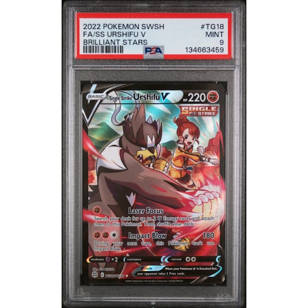 Single Strike Urshifu V - Brilliant Stars - English 2022 - BRS TG18/TG30 - MINT 9 - Pokemon Graded Card