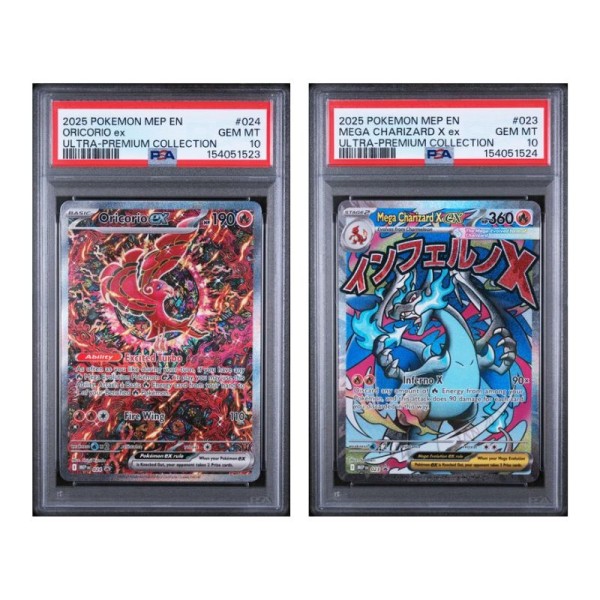 Sequential PSA GEM MT 10 Set - Mega Charizard X ex #023 & Oricorio ex #024 - Ultra Premium Collection Black Star Promos - English 2025 - Pokemon Graded Card
