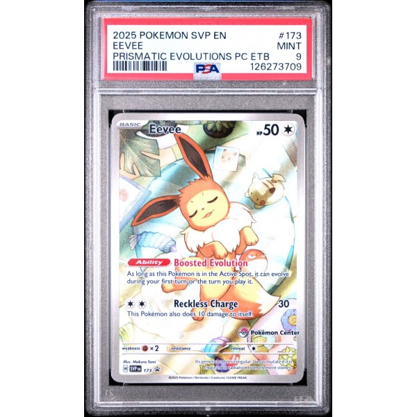 Eevee - Pokemon Center Prismatic Evolutions Black Star Promos - English 2025 #173 PSA MINT 9 - Pokemon Graded Card