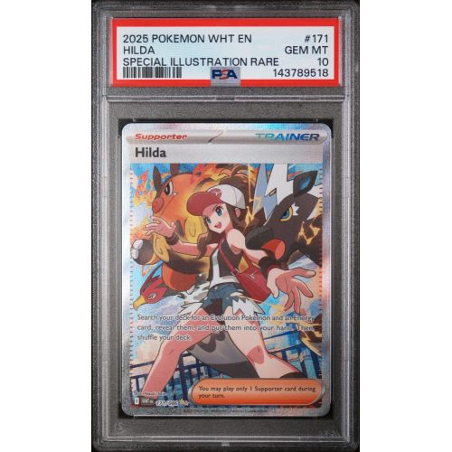 2025 POKEMON WHT EN-WHITE FLARE #171 HILDA SPECIAL ILLUSTRATION RARE - PSA GEM MINT 10 - POKEMON TRAINER GRADED CARD