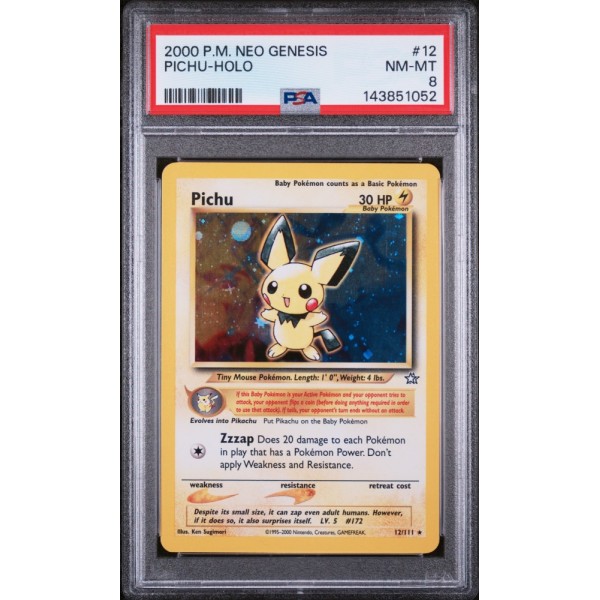 Pichu Holo - Neo Genesis - English 2000 #12/111 PSA NM-MT 8 - Pokemon Graded Card
