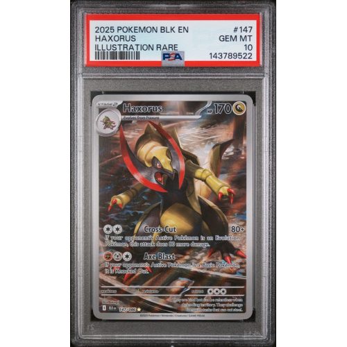2025 POKEMON BLK EN-BLACK BOLT #147 HAXORUS ILLUSTRATION RARE - PSA GEM MINT 10 - POKEMON GRADED CARD