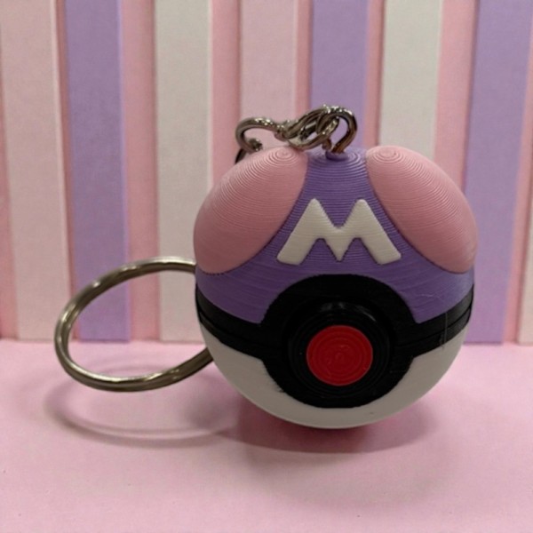 Pokemon 3D Printed Keychain Pokéball με κουμπί - Master Ball