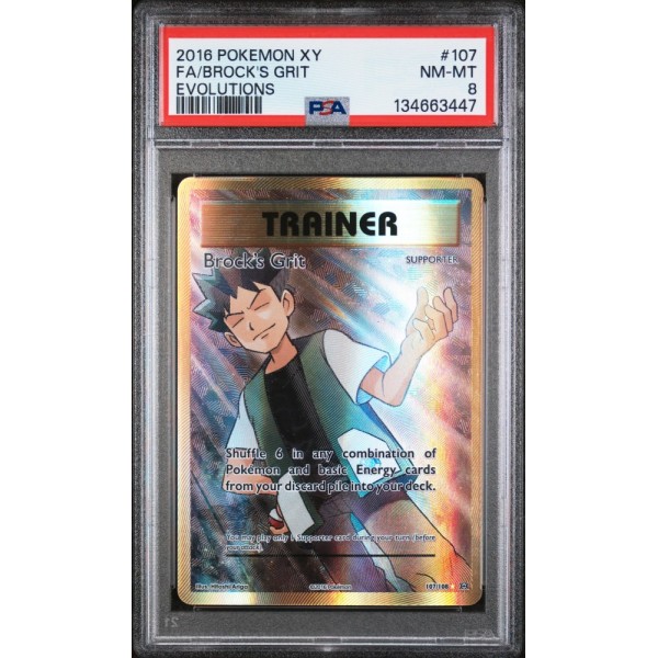 Brock”s Grit - XY Evolutions - English 2016 -  #107/108 - PSA  NM-MT 8 - Pokemon Graded Card