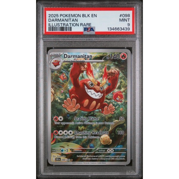 Darmanitan - Black Bolt - English 2025-  #098/086 - PSA MINT 9 - Pokemon Graded Card