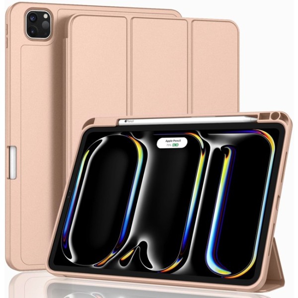 Θήκη Book Soft TPU Flexible Pencil Holder  για Apple iPad Pro 11 2024 - Beige