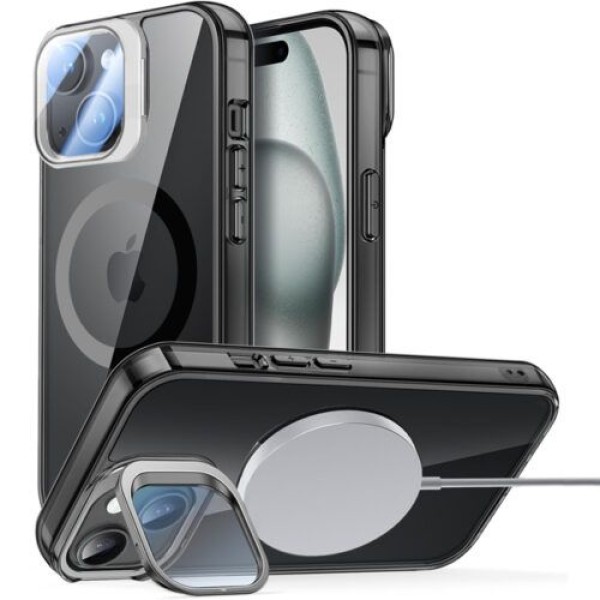 Θήκη Σκληρή Orso Camera Glass Stand με Magsafe για Apple iPhone 13/14 - Clear Black