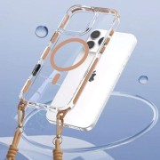 Θήκη Σιλικόνης με Λουράκι Orso Detachable Lanyard με Magsafe για Apple iPhone 13/14 - Clear Gold