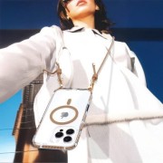 Θήκη Σιλικόνης με Λουράκι Orso Detachable Lanyard με Magsafe για Apple iPhone 13/14 - Clear Gold