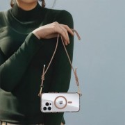 Θήκη Σιλικόνης με Λουράκι Orso Detachable Lanyard με Magsafe για Apple iPhone 13/14 - Clear Gold