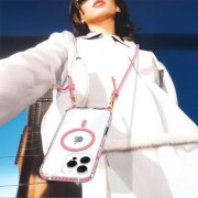 Θήκη Σιλικόνης με Λουράκι Orso Detachable Lanyard με Magsafe για Apple iPhone 13/14 - Clear Pink 