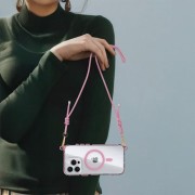 Θήκη Σιλικόνης με Λουράκι Orso Detachable Lanyard με Magsafe για Apple iPhone 13/14 - Clear Pink 