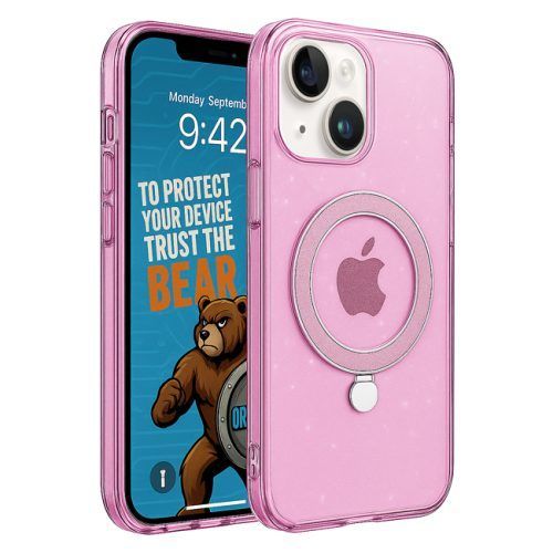 Θήκη Σιλικόνης Orso Ostand MagSafe iPhone 15 - Glitter Pink