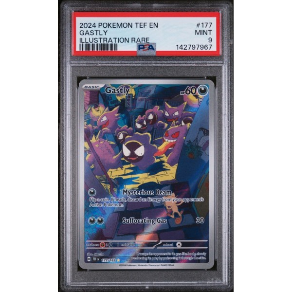 Gastly - English 2024 - Temporal Forces #177/162 Illustration Rare - PSA  MINT 9- Pokemon Graded Card