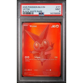Victini - Black Bolt - English 2025 - 171/086 Black White Rare - PSA MINT 9 - Pokemon Graded Card 