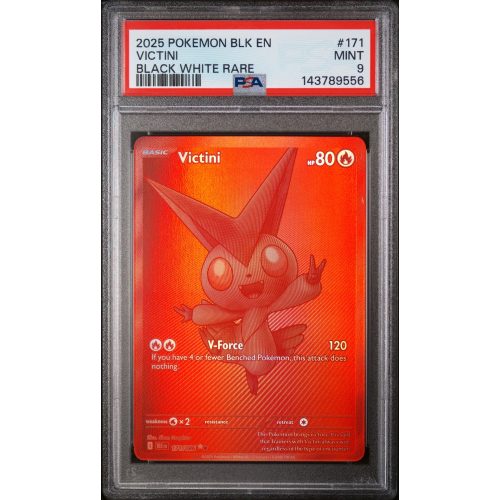 Victini - Black Bolt - English 2025 - 171/086 Black White Rare - PSA MINT 9 - Pokemon Graded Card 