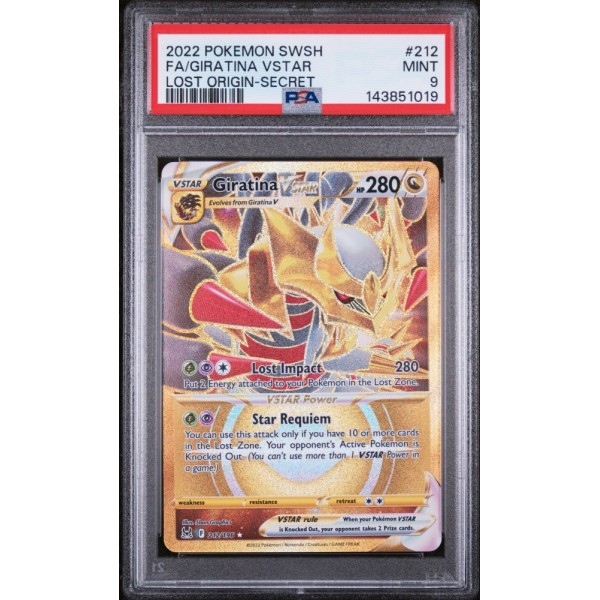 Giratina VStar - Pokemon SWSH FA - Lost Origin Secret -  #212/196 - PSA MT 9- Pokemon Graded Card