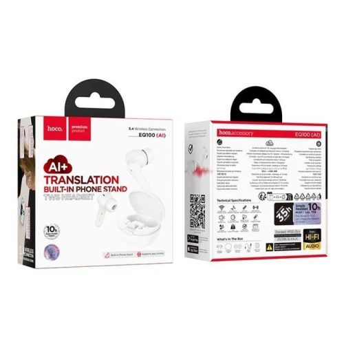 Hoco EQ100 In-Ear Bluetooth Handsfree Ακουστικά με Θήκη Φόρτισης – Λευκά