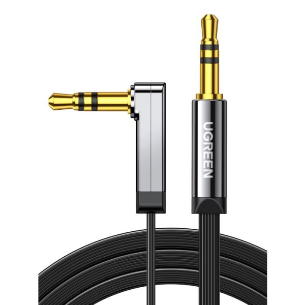UGREEN AV119 Καλώδιο Ήχου 3.5mm Αρσενικό σε Αρσενικό Γωνιακό Επίπεδο 1m – Μαύρο