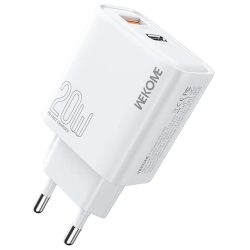 WK WP-U60 Φορτιστής Τοίχου 20W Power Delivery με USB-A & USB-C – Λευκός