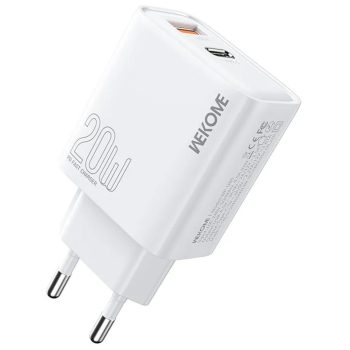 WK WP-U60 Φορτιστής Τοίχου 20W Power Delivery με USB-A & USB-C – Λευκός