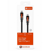 Καλώδιο Φόρτισης BUDIBUDI braided 1.2m Type-C σε Type-C - Black