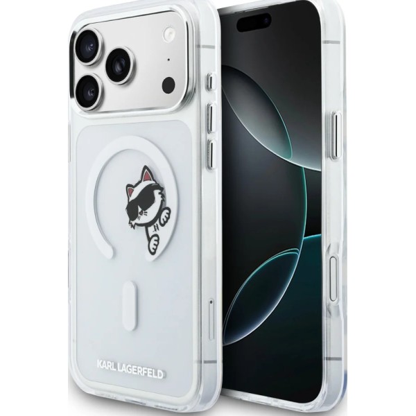 Σκληρή Θήκη Karl Lagerfeld IML Choupette Peekaboo MagSafe για iPhone 17 Pro Max - Clear