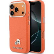 Σκληρή Θήκη Karl Lagerfeld PU Karl and Choupette Heads Pins MagSafe για iPhone 17 Pro Max - Orange