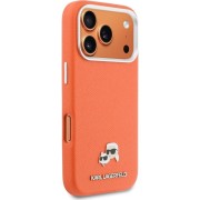 Σκληρή Θήκη Karl Lagerfeld PU Karl and Choupette Heads Pins MagSafe για iPhone 17 Pro Max - Orange