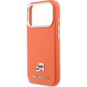 Σκληρή Θήκη Karl Lagerfeld PU Karl and Choupette Heads Pins MagSafe για iPhone 17 Pro Max - Orange