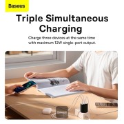 Φορτιστής Baseus Compact Quick Charger με 3 Θύρες USB A 17W - Black