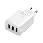 Φορτιστής Baseus Compact Quick Charger με 3 Θύρες USB A 17W - White