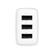 Φορτιστής Baseus Compact Quick Charger με 3 Θύρες USB A 17W - White