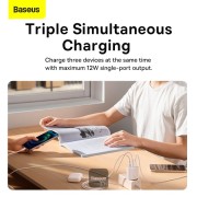 Φορτιστής Baseus Compact Quick Charger με 3 Θύρες USB A 17W - White