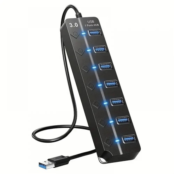 Αντάπτορας Green Lyca USB 3.0 HUB 7in1 - Black 