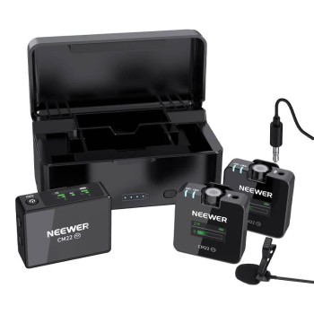 Neewer Microphone CM22 2.4G Wireless Lavalier (2 Pack με Charging Case) - Black