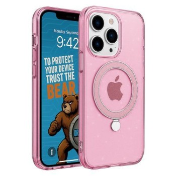 Θήκη Σιλικόνης Orso Ostand με Magsafe για Apple iPhone 14 Pro - Glitter Clear Pink