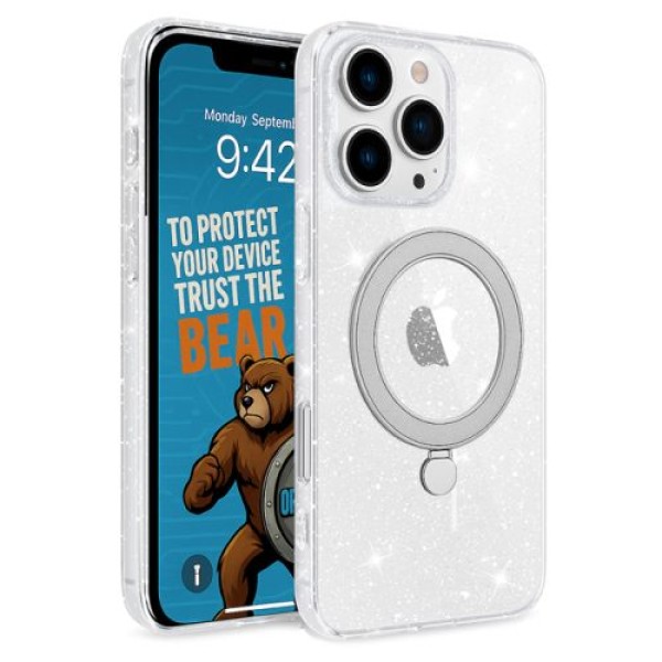 Θήκη Σιλικόνης Orso Ostand με Magsafe για Apple iPhone 14 Pro - Glitter Clear