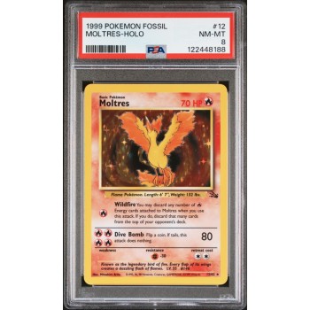 Moltres - Holo - Fossil - English 1999 -  #012/062 - NM-MT 8 - Pokemon Graded Card