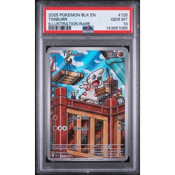 Timburr - Black Bolt - English 2025 - #125/086 - PSA GEM MINT 10 - Pokemon Graded Card