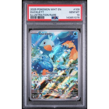 Ducklett - White Flare - English 2025 - #109/086 - PSA GEM MINT 10 - Pokemon Graded Card