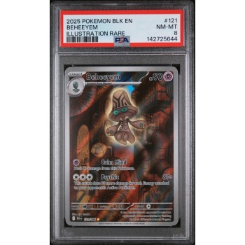 Beheeyem - Black Bolt - English 2025 - #121 - PSA NM-MT 8 - Pokemon Graded Card 