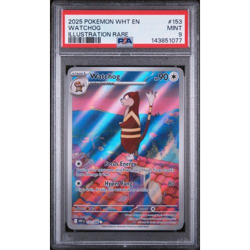 Watchhog - White Flare - English 2025 - #153 - PSA MINT 9 - Pokemon Graded Card 