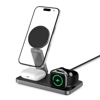 Tech-Protect Ασύρματος Φορτιστής (QI15W-A47) 3in1 Magnetic Magsafe Wireless Charger - Black