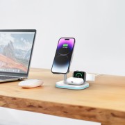 Tech-Protect Ασύρματος Φορτιστής (QI15W-A27) 3in1 Magnetic Magsafe Wireless Charger - White