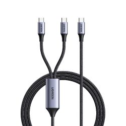 Ugreen US561 2in1 Καλώδιο Γρήγορης Φόρτισης 2.0 - USB σε Type-C 2m - Space Gray